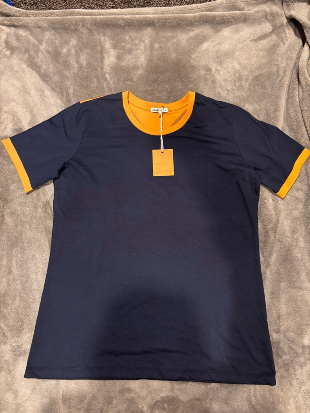 Navy and Mustard Short-Sleeve Shirt - Picture 2 of 3